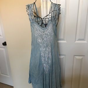CALIFORNIA WOMAN DRESS OS FITS ALL BLUE LT DENIM